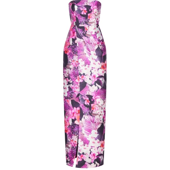 Kay Unger Dresses & Skirts - Kay Unger Strapless Floral Maxi Dress in Pink, Purple, White